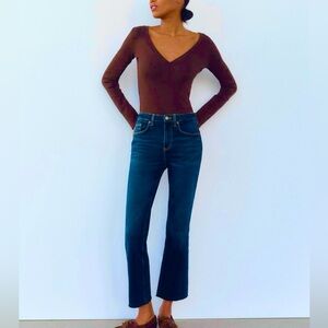 Zara cropped high waist flared jeans